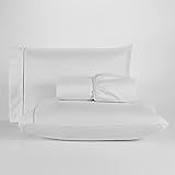 Jogo De Lençol 400 Fios Percal Poliéster Liso Toque Macio Com Elástico Diversos Tamanho Solteiro Casal Queen King Size -King- White-