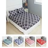 Jogo De Lençol Cama Casal Pérola Estampado 3 Peças COZZILAR 100 Algodão Com Elástico E Toque Macio Cor Modelo 5