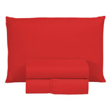 Jogo De Lençol Cama De Solteiro 3 Peças 400 Fios 1 90mx90cm Cor Vermelho Desenho Do Tecido 400 Fios Completo Micropercal