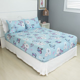 Jogo De Lençol Cama Queen Size 3 Peças Box Estampado Com Elástico Malha 100 Algodão Cozzilar Toque Macio Hotel Pousada Modelo 2