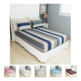 Jogo De Lençol Cama Queen Size 3 Peças Box Estampado Com Elástico Malha 100 Algodão Cozzilar Toque Macio Hotel Pousada Modelo 6