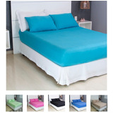 Jogo De Lençol Cama Solteiro Size 2 Peças Box Com Elástico Malha 100 Algodão Cozzilar Toque Macio Hotel Pousada Azul Ártico
