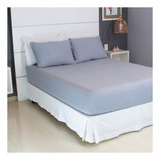 Jogo De Lençol Cama Solteiro Size 2 Peças Box Com Elástico Malha 100 Algodão Cozzilar Toque Macio Hotel Pousada Cinza