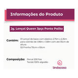 Jogo De Lençol Percal 200 Fios 3pçs 100 Algodão Cama Queen