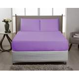 Jogo De Lençol Queen Lilás Casa Laura Enxovais Resistentes Fibras De Microfibra Para Cama 3 Peças Macio E Confortável