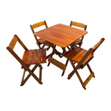 Jogo De Mesa 70x70 C 4 Cadeiras Dobrável Bar E Restaurante