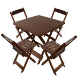 Jogo De Mesa 70x70 C 4 Cadeiras Madeira Dobrável Bar Imbuia