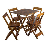 Jogo De Mesa Bar 70x70 C 4 Cadeiras Dobrável Madeira Premium