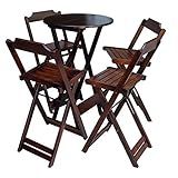 JOGO DE MESA BISTRÔ DE MADEIRA COM 4 CADEIRAS DOBRAVEL IDEAL PARA BAR E RESTAURANTE IMBUIA