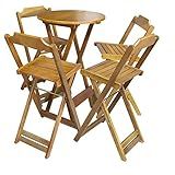 JOGO DE MESA BISTRÔ DE MADEIRA COM 4 CADEIRAS DOBRAVEL IDEAL PARA BAR E RESTAURANTE MEL