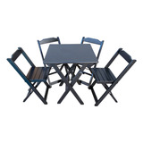 Jogo De Mesa Com 4 Cadeiras Dobraveis De Madeira 70x70cm Bar
