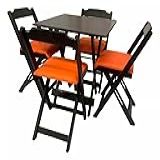 Jogo De Mesa De Bar 70x70 Com 4 Cadeiras Em Madeira Dobráveis Estofadas Laranja 