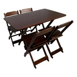 Jogo De Mesa Dobrável 120x70 C 4 Cadeira Bar Madeira Maciça