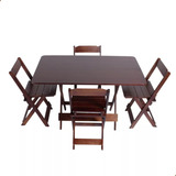 Jogo De Mesa Dobrável 120x70 C 4 Cadeira Bar Madeira Maciça