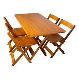 Jogo De Mesa Dobrável 120x70 Cadeiras Madeira Maciça Premium