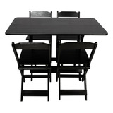 Jogo De Mesa Dobrável 120x70 Cadeiras Madeira Maciça Premium
