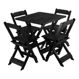 Jogo De Mesa Dobrável 70x70 C 4 Cadeiras Madeira Maciça Bar