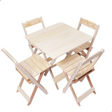 Jogo De Mesa Dobrável Bar 70x70 C 4 Cadeiras Madeira Maciça