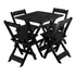 Jogo De Mesa Madeira Conjunto Dobrável 70x70 C/ 4 Cadeiras Cor Preto Desenho Do Tecido Das Cadeiras Liso