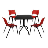 Jogo De Mesa Para Sorveterias 70x70 C  Cadeiras Iso Vermelho