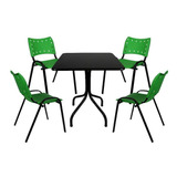 Jogo De Mesa Restaurante 70x70 Com 4 Cadeiras Iso Verde