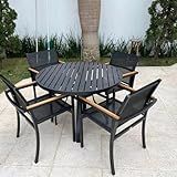 Jogo De Mesa Ripada Para Jardim Piscina Com 4 Cadeiras Alumínio Tela Sling Moderna Nossa Kasa