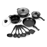 Jogo De Panela Antiaderentes Para Cozinhar Preto Conjunto De Panelas E Utensílios De Cozinha Em Pedra De Açúcar Uso Doméstico Pouca Fumaça Adequado Para Fogão De Indução