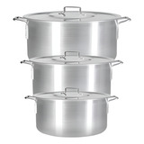 Jogo De Panela De Alumínio Grande Kit Feijoada Caldo 3 Peças
