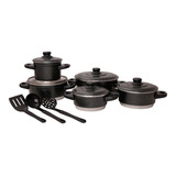 Jogo De Panela Preto Craqueado Kit Talher De Brinde