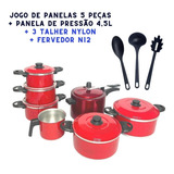Jogo De Panelas 10 Pçs Com Panela De Pressão 4 5l E Fervedor