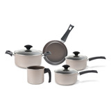 Jogo De Panelas 5 Peças Champanhe Ceramic Life Brinox