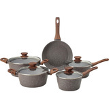 Jogo De Panelas Ceramica Antiaderente Aluminio Fogao Inducao Cor Grafito