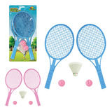 Jogo De Peteca Badminton Kit Com 2 Raquetes 2 Bola Infantil