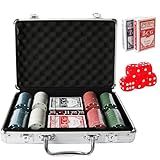 Jogo De Poker 200 Fichas Numeradas 2 Baralhos 5 Dados Maleta