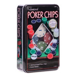 Jogo De Poker Profissional 100 Fichas Lata Metalica