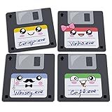 Jogo De Porta Copos Floppy Disk Disquetes Bebidas 4 Peças