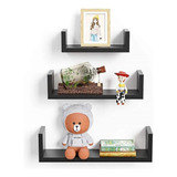 Jogo De Prateleiras Nicho U Decoraçao Para Quarto Sala Cor Preto Kelan Modelo U