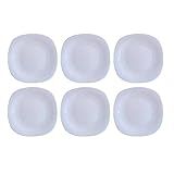 Jogo De Pratos 6 Peças Prato Raso Quadrado 26cm Vidro Branco Opaline Cok Jantar Almoço Refeição