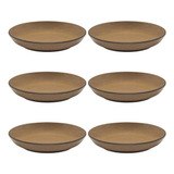 Jogo De Pratos Fundos 6 Peças 20 5cm Oxford Flat Ocre