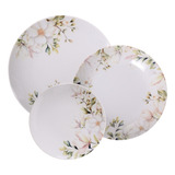Jogo De Pratos Magnólia Em Porcelana Decorada 12 Peças Branco Tramontina