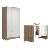 Jogo De Quarto Infantil Roupeiro Com 3 Portas Berço Simples