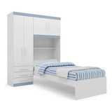 Jogo De Quarto Marrom Solteiro Com Guarda Roupa Cama E Baú C