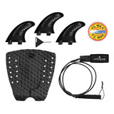 Jogo De Quilhas S5 Deck Prancha Surf Leash Surf 6 Parafina