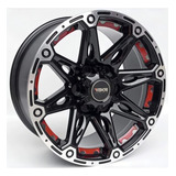 Jogo De Rodas Aro 18 6x139 Ranger Off Road M22 Cor Preto Bd Vermelho