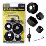 Jogo De Serra Copo C 6 Peças Kit Furação Madeira Gesso Pvc