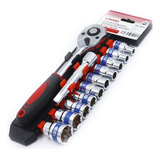 Jogo De Soquetes Com Catraca Reversível 1 2 8 A 24 Mm Kit Com 12 Peças Prof Gadan Cor Preto