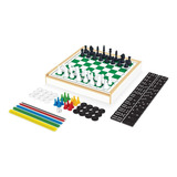Jogo De Tabuleiro 6 Em 1 Madeira Xadrez Damas Ludo Trilha