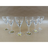Jogo De Taças De Licor Antigo Cristal Hering 6 Peças