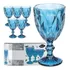 Jogo De Taças De Vidro Diamond Azul 300ml