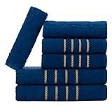 Jogo De Toalha 2 Banhão 2 Rosto 2 Tapete Piso Antiderrapante Luxuoso 100 Algodão Azul Marinho